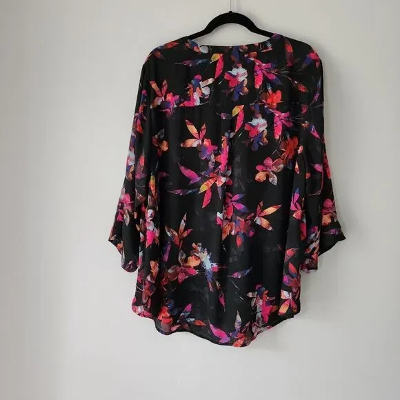 Torrid Harpwr Georgette Zip Front 3/4 Sleeve Blouse Size Women's Plus 3X - Picture 6 of 10